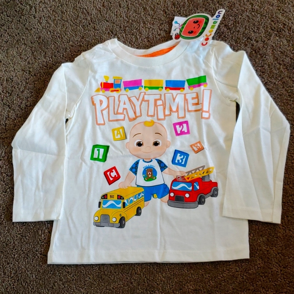 Toddler Boys Girls COCOMELOM "Playtime!" Long Sleeve T-Shirt Size 2T 4T 5T NWT